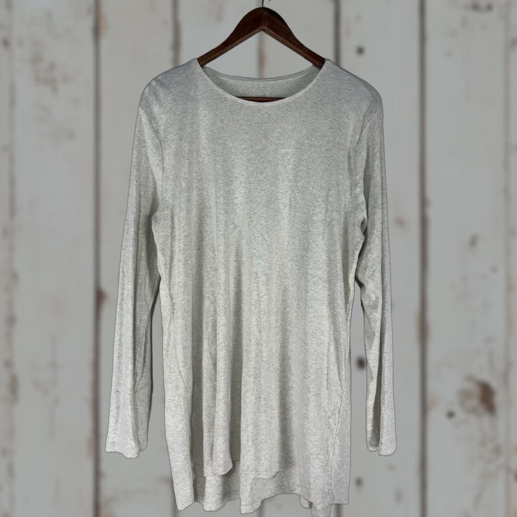 J. Jill J. Jill Shirt Adult Large Ivory 100% Pima Cotton Tunic Crew Neck Long Sleeve Womens Size L / US 10 / IT 46 - 1 Thumbnail
