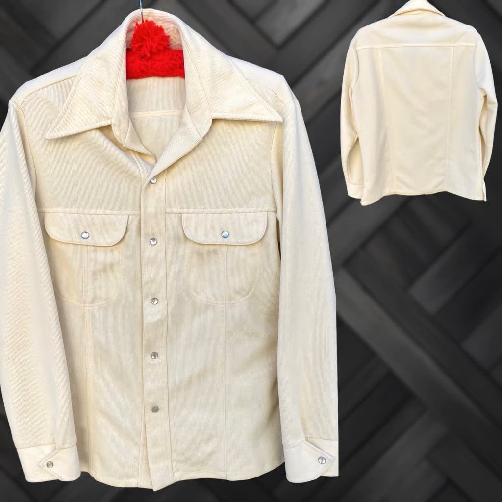 Vintage VINTAGE Tobias Western Shirt Jacket Cream Ribbed Knit Snap Front 70s M Mens Size US M / EU 48-50 / 2 - 1 Thumbnail