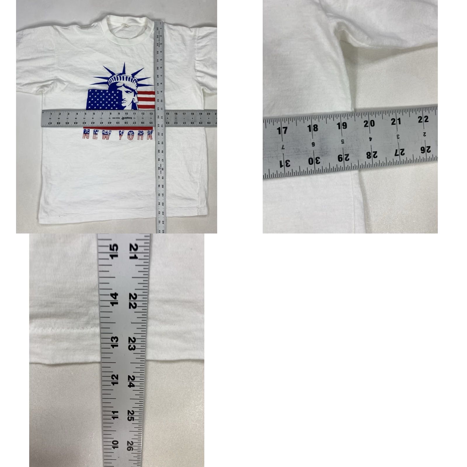 Vintage VINTAGE New York USA Flag Graphic T-shirt Women M White 90s Single Stitch Size M / US 6-8 / IT 42-44 - 8 Thumbnail