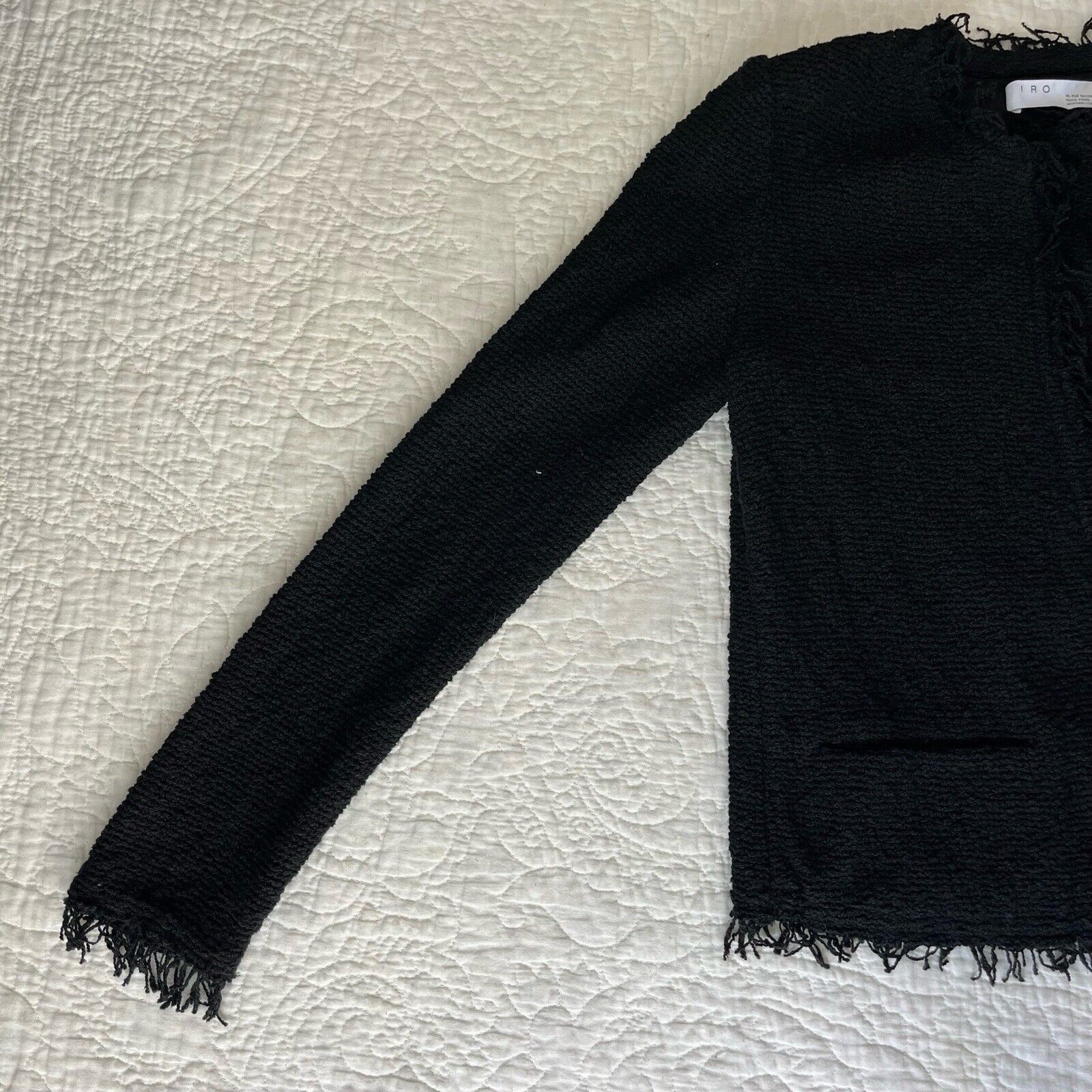 Iro Iro Paris Womens Shavani Jacket Classic Black Cotton Fringe Size XXS / US 00 / IT 34 - 4 Thumbnail