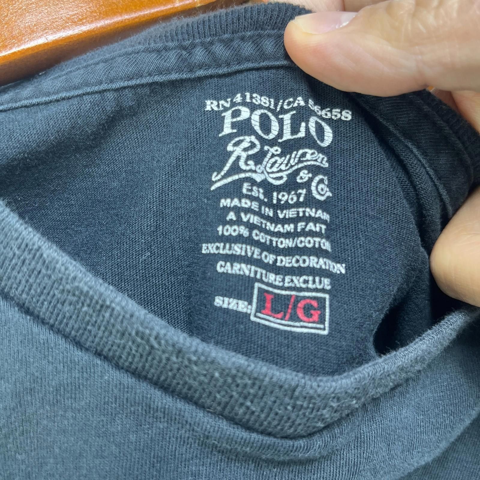 Hanes Vintage Polo Ralph Lauren Black Pony T Shirt Large Sun Faded Size US L / EU 52-54 / 3 - 4 Thumbnail