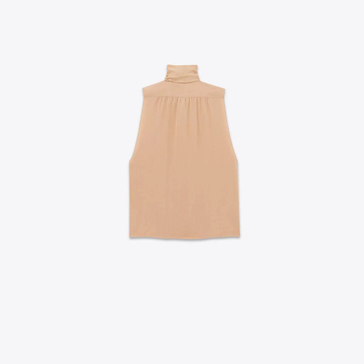 Saint Laurent Paris o1bcso1str0924 Lavalliere-Neck Blouse in Beige Size US XS / EU 42 / 0 - 2 Thumbnail