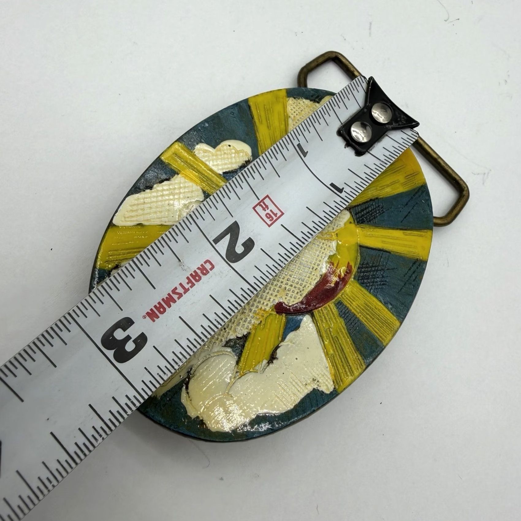 Vintage VINTAGE Dix Leather Co Enameled Sunrise Clouds Belt Buckle Leather Co Enameled Sunrise Clouds Buckle N/A Size ONE SIZE - 4 Thumbnail
