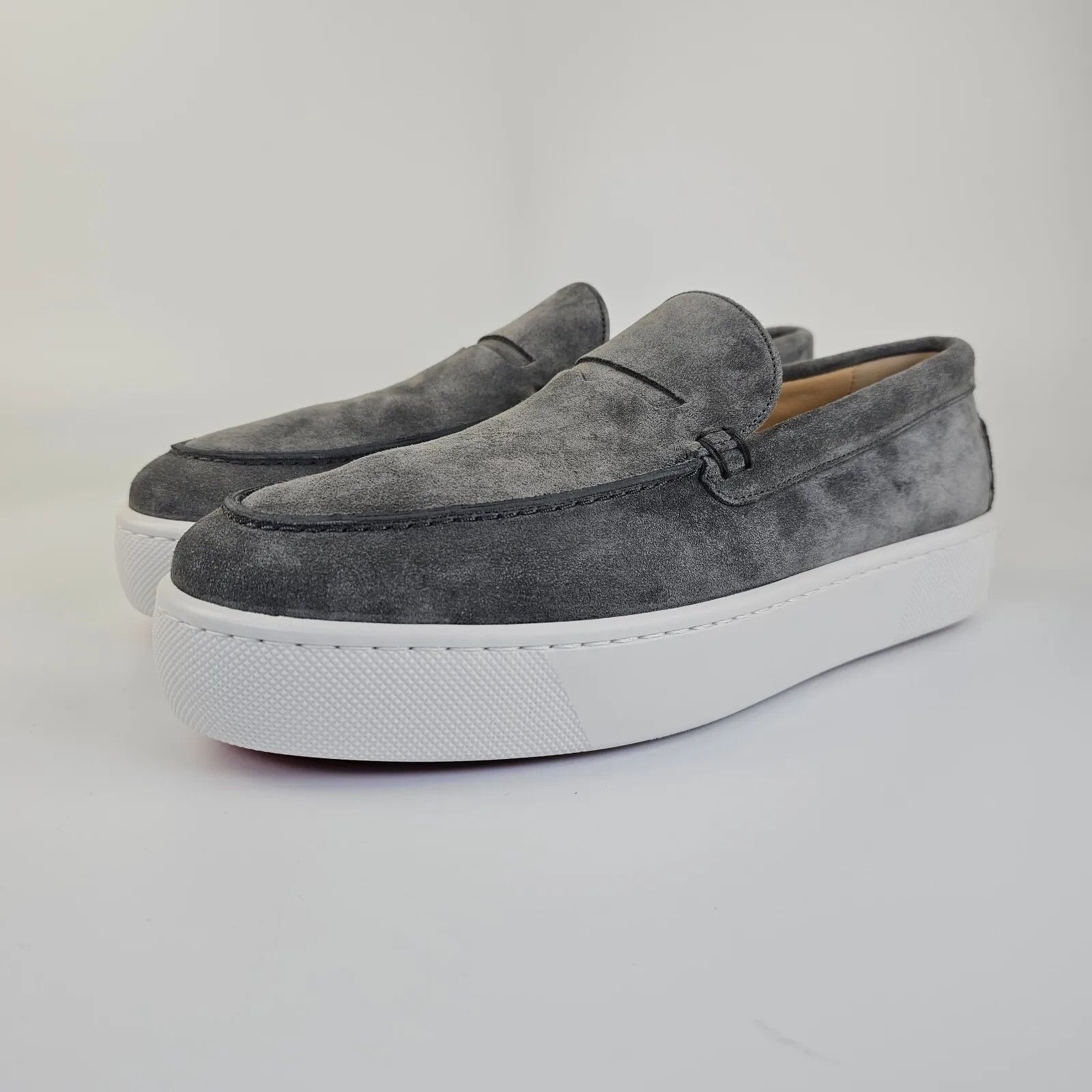 image of Christian Louboutin Hristian Louboutin Paqueboat Gray Suede Sneakers New in Grey, Men's (Size 6)