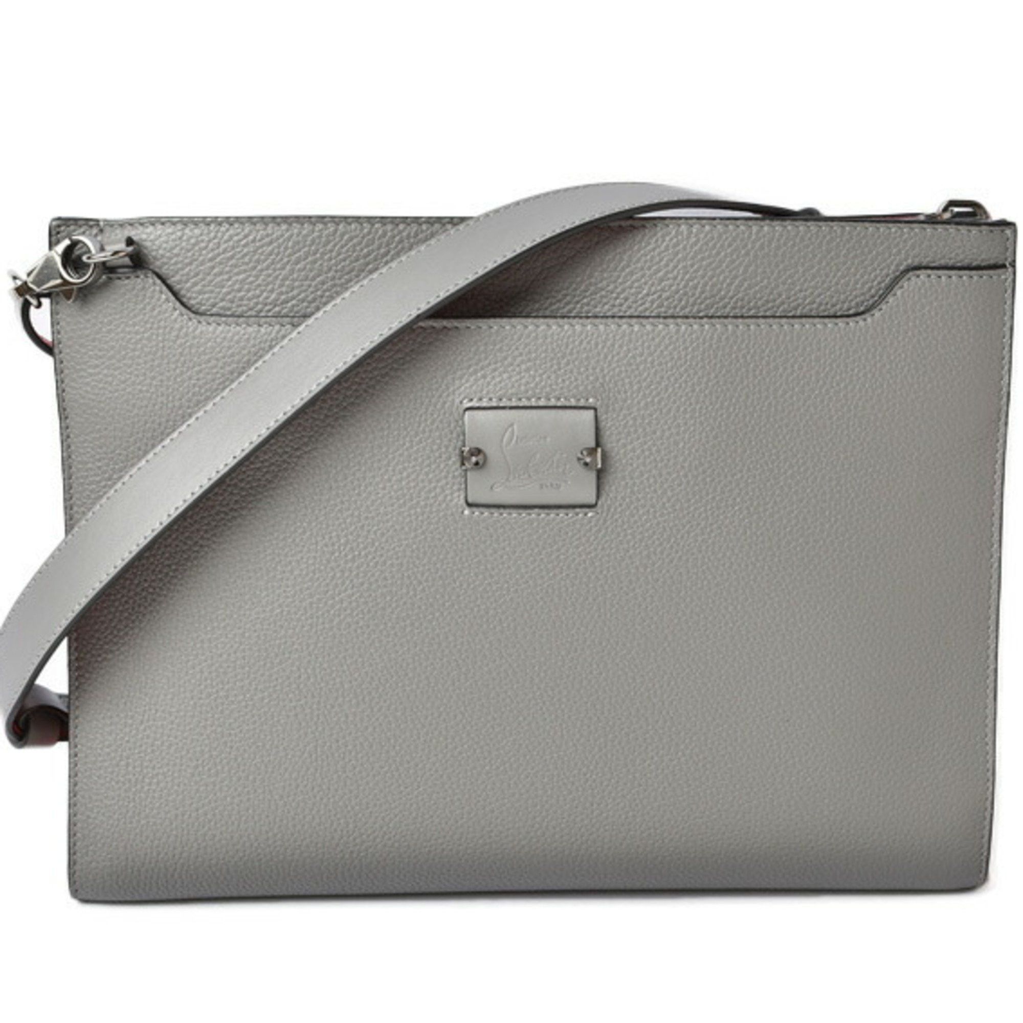 image of Christian Louboutin Clutch Bag Shoulder Louboutin Calf Spike Skypouch Shadow Gunmetal 1195056, Wome