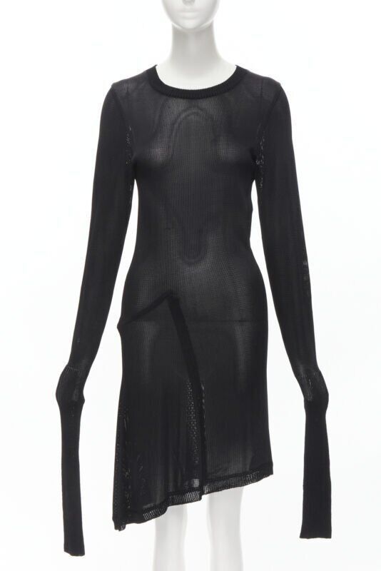 COMME DES GARCONS Vintage 1980s black extra long sleeves angular sweater dress