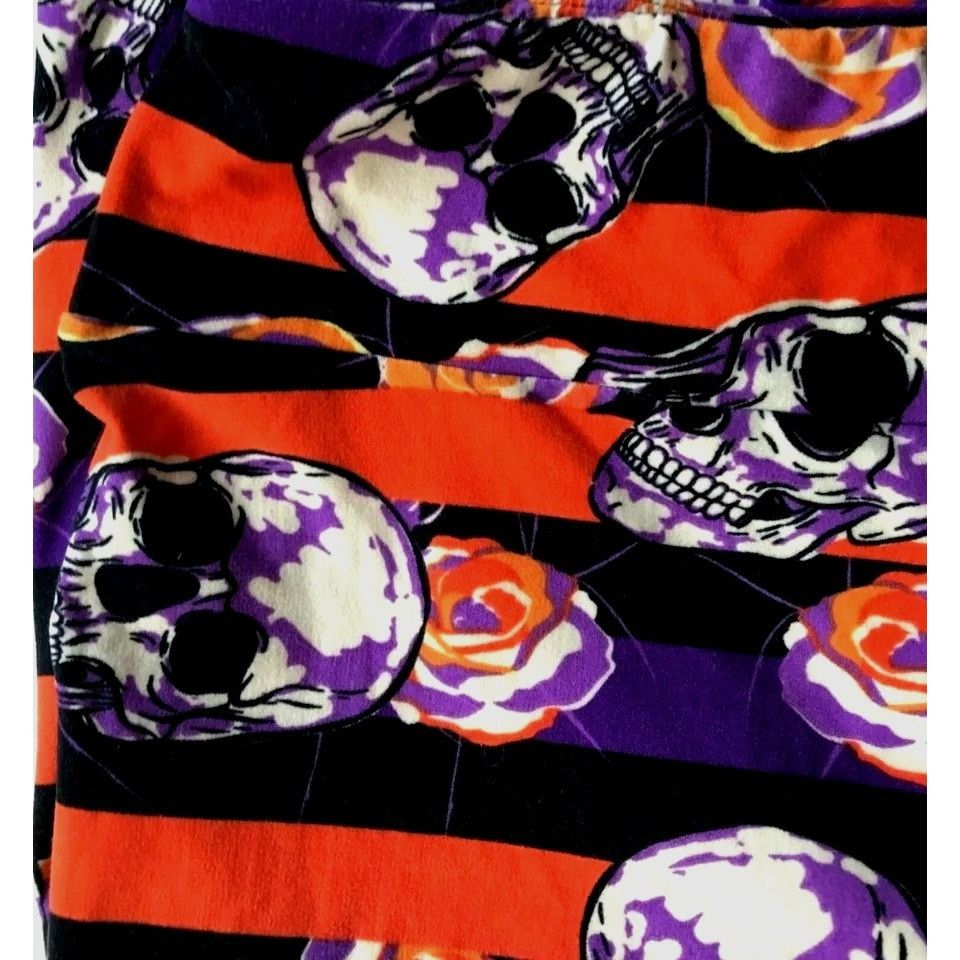Vintage LulaRoe Halloween Leggings Tall Curvy 32 inch Skull Floral T Size 32" / US 10 / IT 46 - 9 Thumbnail