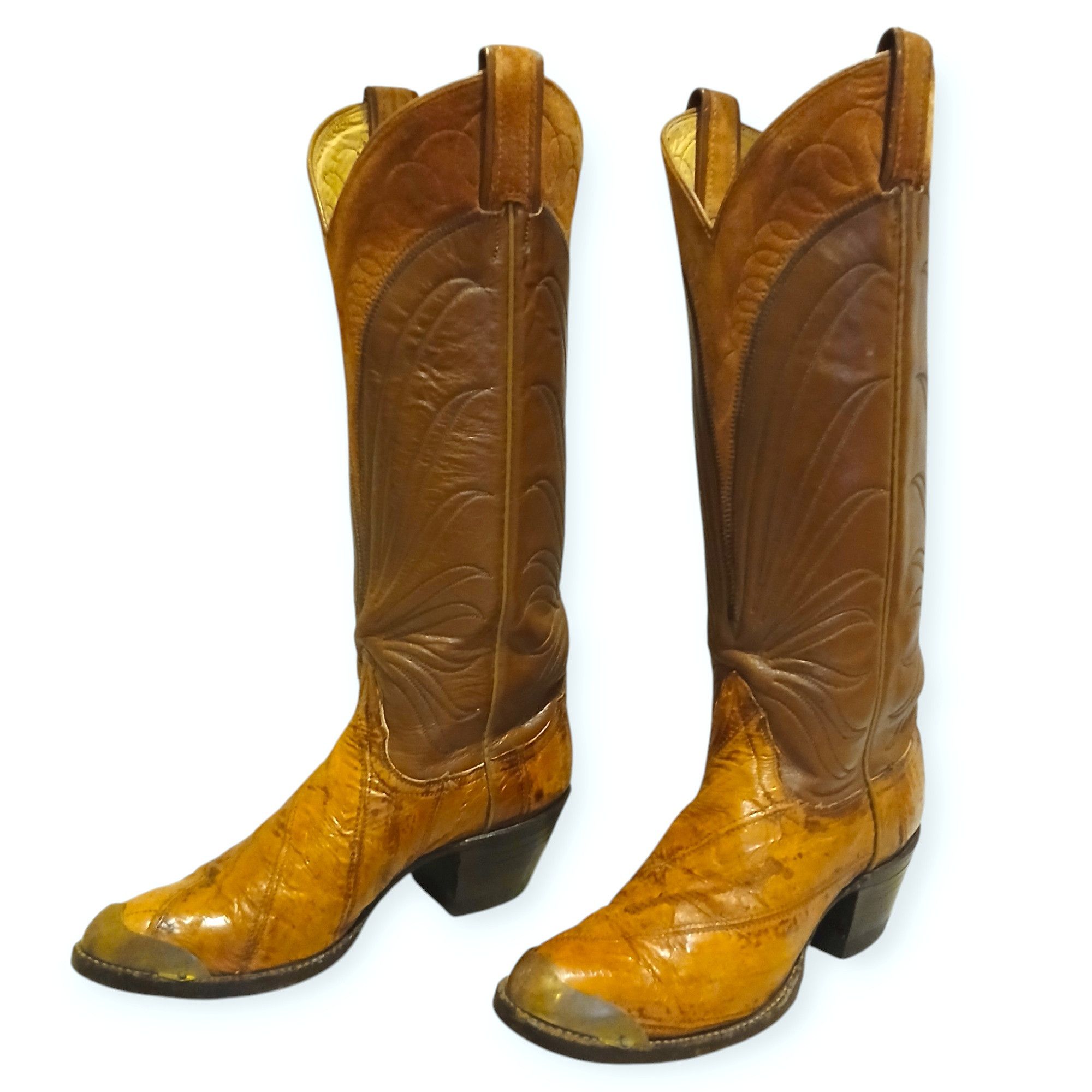 Tony Lama × Vintage Tony Lama Black Label Exotic Eel Leather Boots Size 5.5 B Size US 5.5 / IT 35.5 - 1 Thumbnail