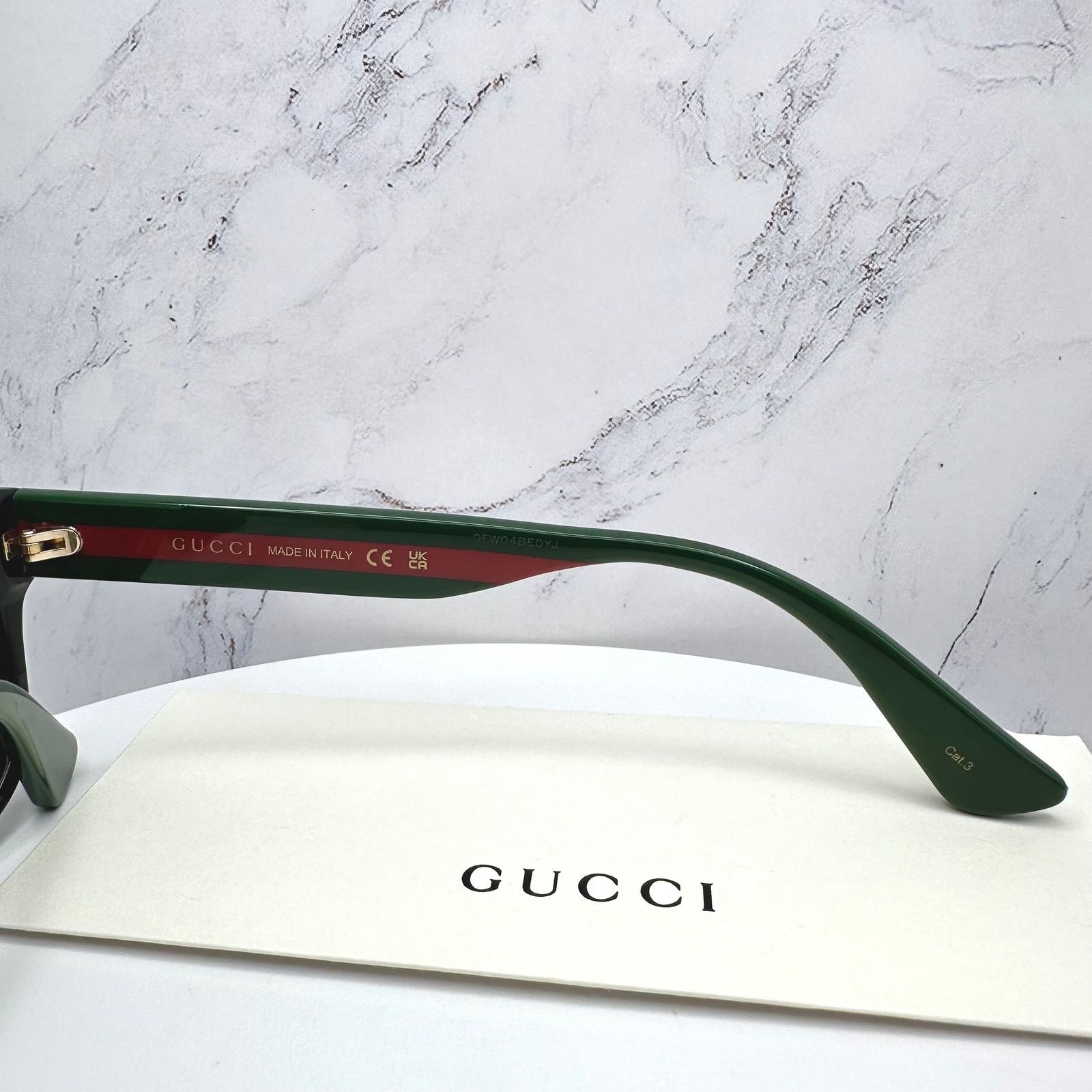 Gucci New Gucci Sunglasses Polarized Black Square Red Green Web Size ONE SIZE - 8 Thumbnail