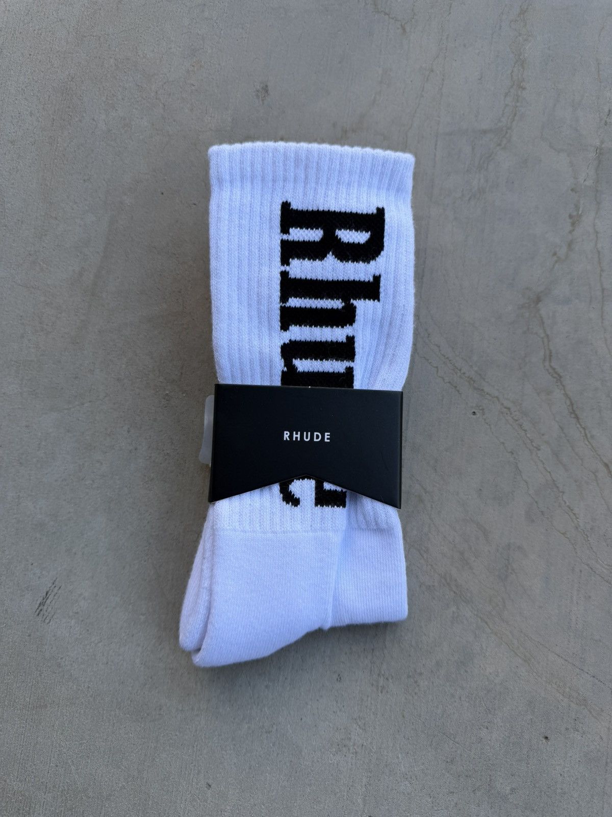 Rhude Rhude Logo Knit Socks – White | Brand New Size ONE SIZE - 1 Thumbnail