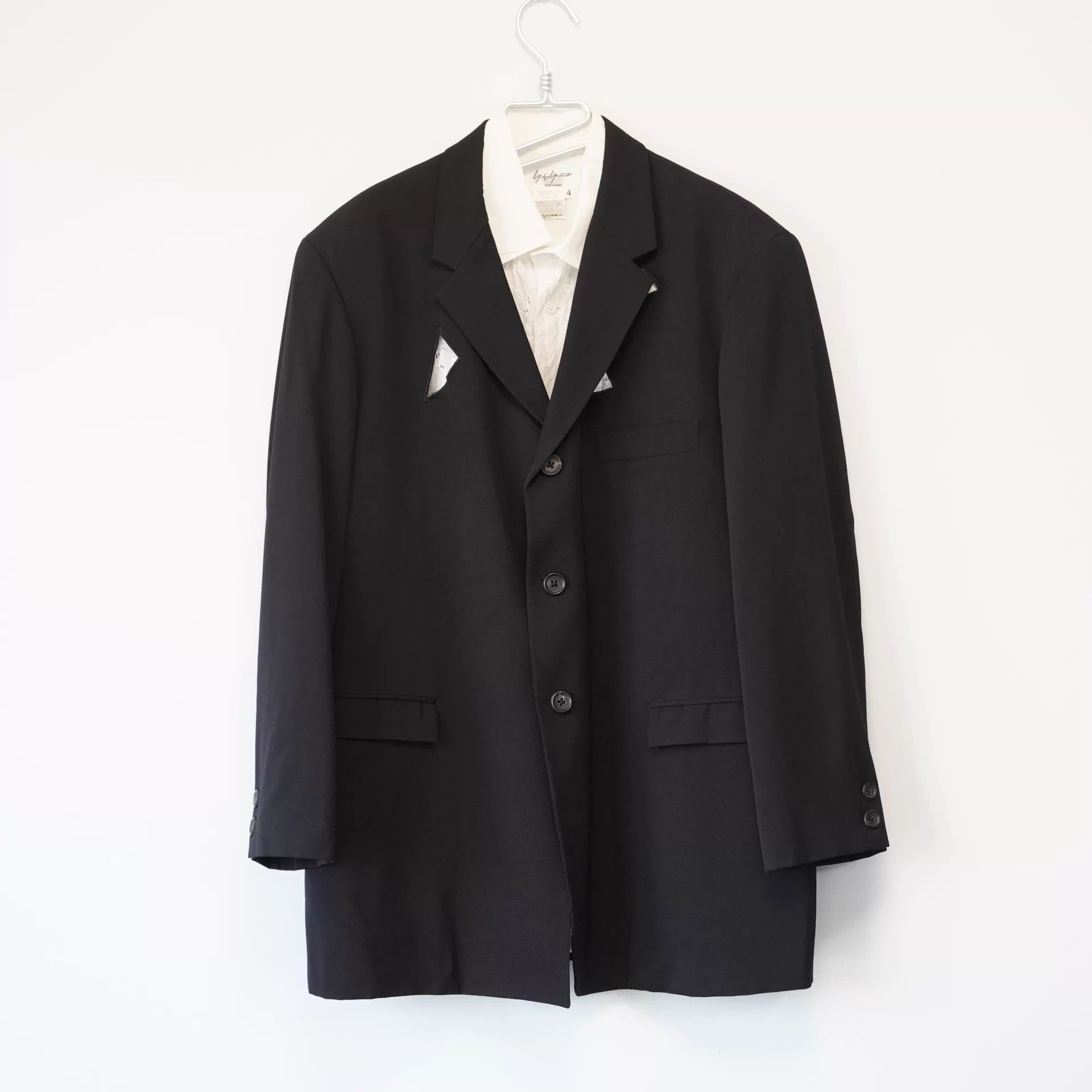 Yohji Yamamoto Yohji Yamamoto 92SS Tri-Panel Cutout Wool Jacket Size US S / EU 44-46 / 1 - 1 Thumbnail
