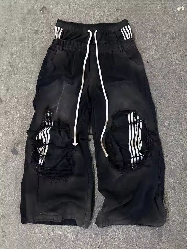 Japanese Brand Black Distressed jogger Pants Size US 30 / EU 46 - 1 Thumbnail