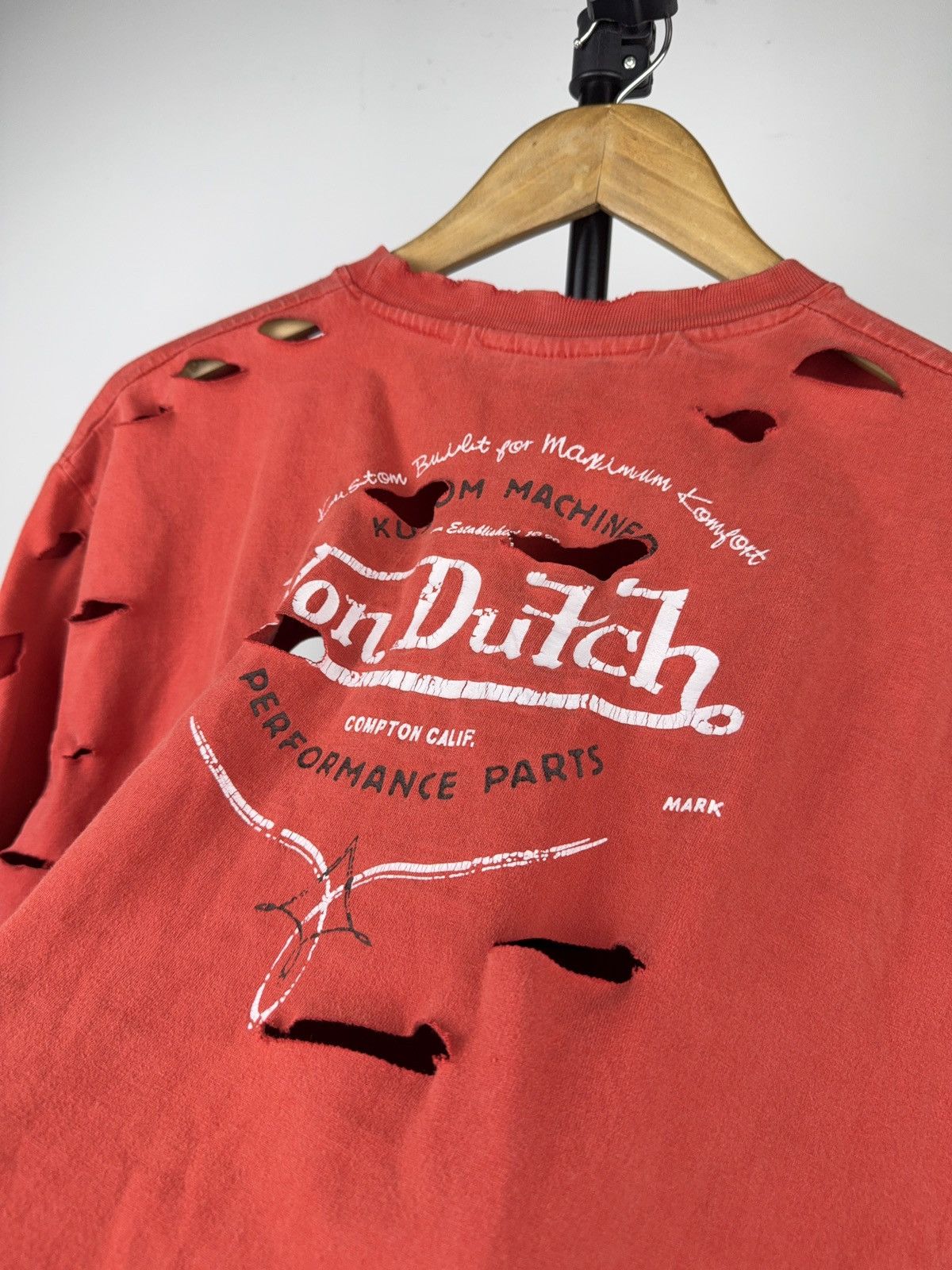 Von Dutch Von Dutch Faded Distressed Logo T Shirt Y2K Biker Grunge XL Size US XL / EU 56 / 4 - 21 Thumbnail