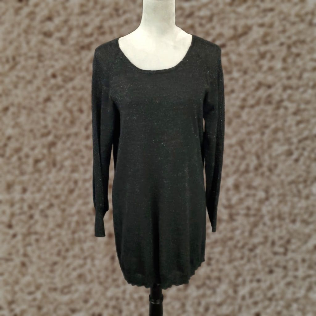 Eileen Fisher Eileen Fisher Wool Sweater Dress Womens S Black Sheer Shoulders Speckled Tunic Size S / US 4 / IT 40 - 1 Thumbnail