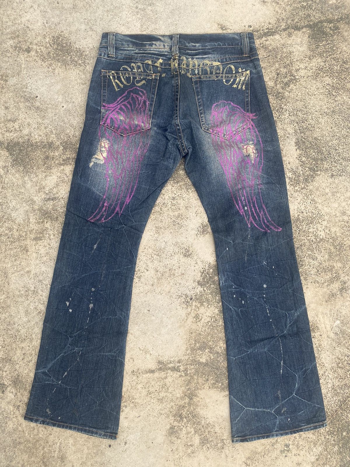 If Six Was Nine × Japanese Brand Flare Jeans Sorridere Distress Clawmark Bootcut Size US 35 - 15 Thumbnail