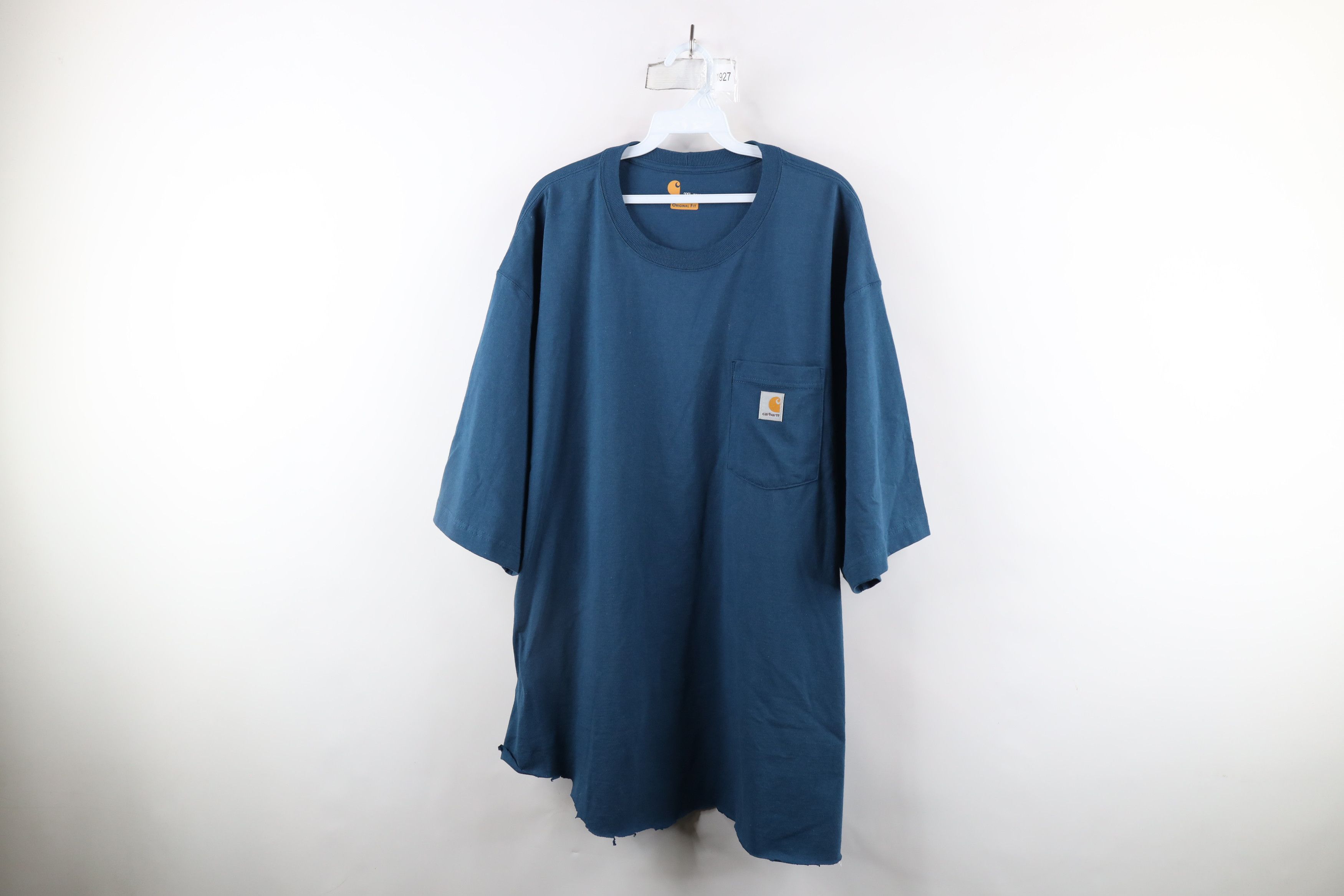 Carhartt × Vintage Vintage Carhartt Spell Out Heavyweight Pocket T-Shirt Blue Size US XXL / EU 58 / 5 - 1 Thumbnail