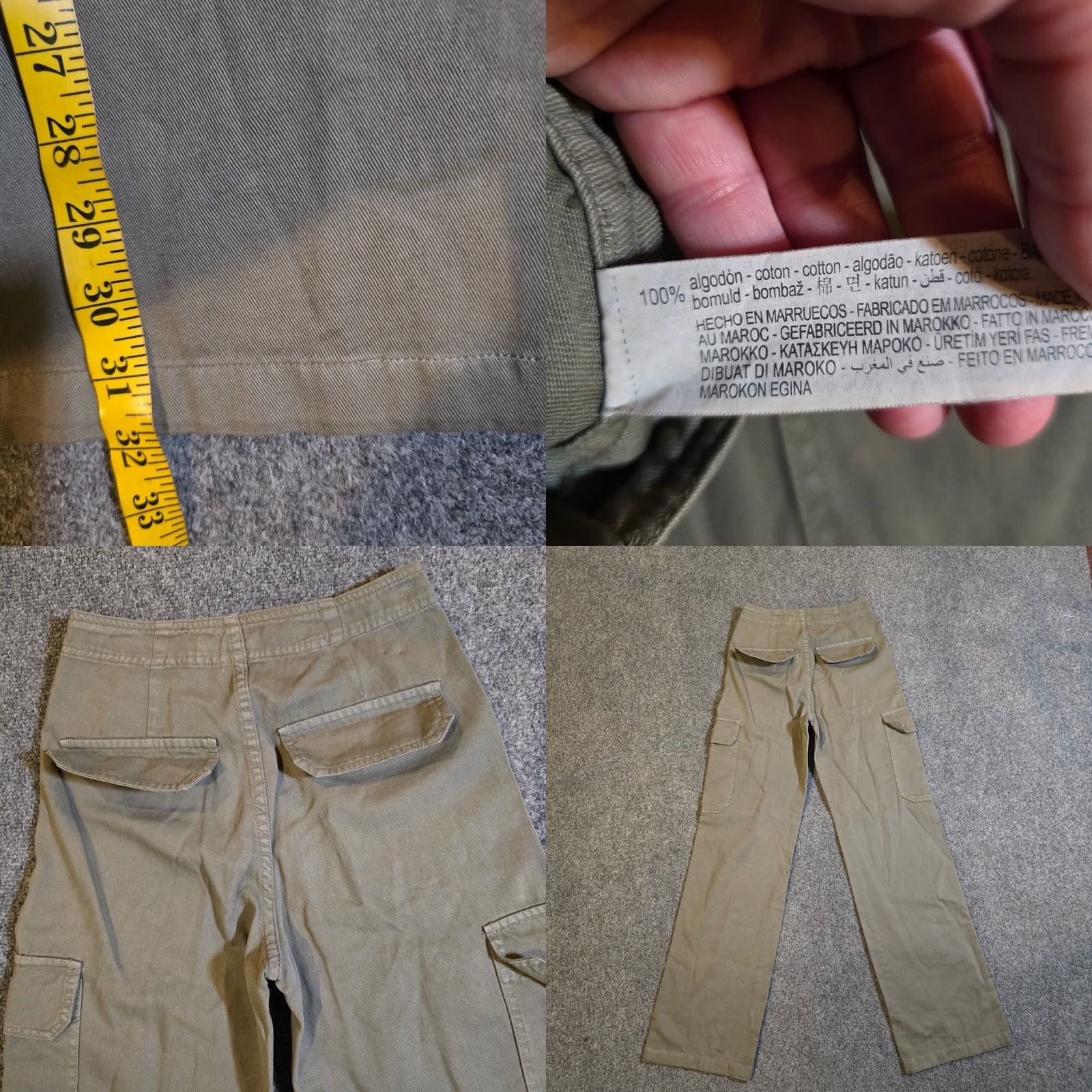 Zara Zara Pants Womens Size 0 Green Cargo Wide Leg Army Denim Casual Minimalist Basic Size 25" / US 0 / IT 36 - 8 Thumbnail