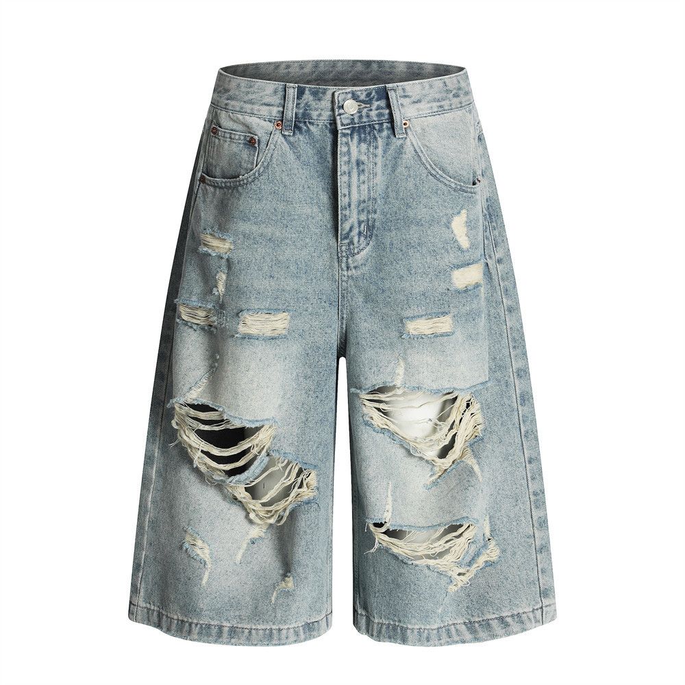 Japanese Brand × Jean Punk men's washed distressed loose ripped denim shorts Size US 32 / EU 48 - 1 Thumbnail
