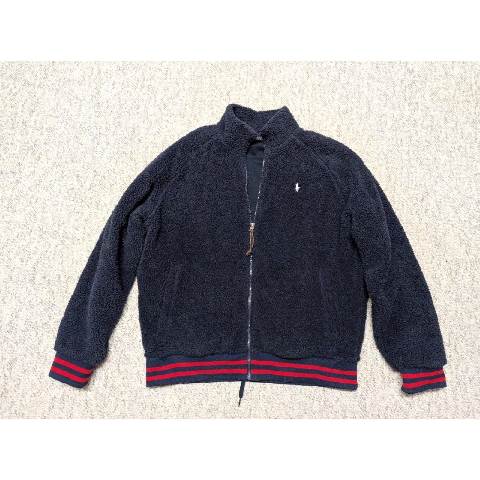 Polo Ralph Lauren VINTAGE POLO by RALPH LAUREN bomber jacket DEEP PILE fleece L navy blue BOA track Size US L / EU 52-54 / 3 - 3 Thumbnail