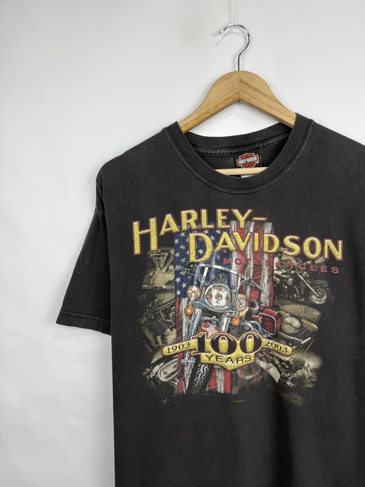 Harley Davidson 🇺🇸 Vintage 2002 Harley Davidson 100th Anniversary USA T-Shirt Size US L / EU 52-54 / 3 - 4 Thumbnail