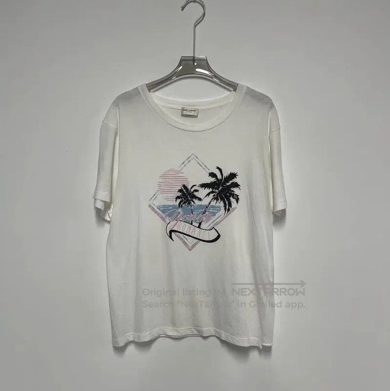Yves Saint Laurent YSL Women's White Cotton Printed T-Shirt . Size S / US 4 / IT 40 - 1 Thumbnail