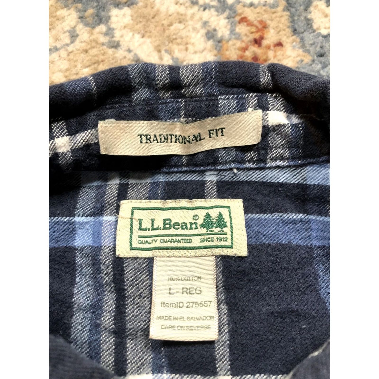 Vintage VINTAGE? LL Bean Shirt Mens Large Blue Plaid Flannel Button Down Traditional Fit Size US L / EU 52-54 / 3 - 7 Thumbnail