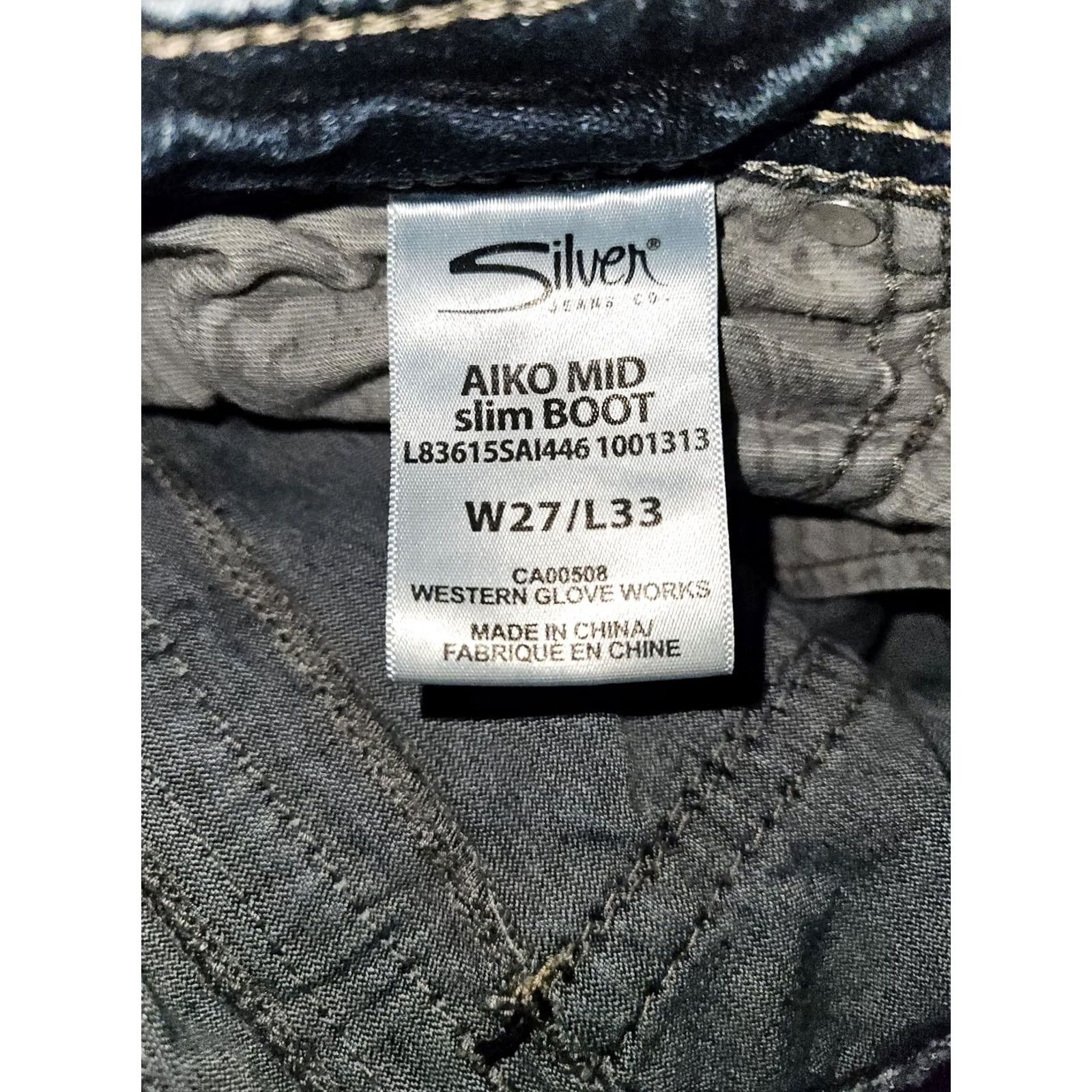 Silver Jeans Co. VINTAGE Silver Jeans Aiko Bootcut Jeans Women 27x33 Blue Embroidered Pockets Slim Distressed Easy Care 90s City Hipster Logo Women's Jeans Size 27" / US 4 / IT 40 - 4 Thumbnail