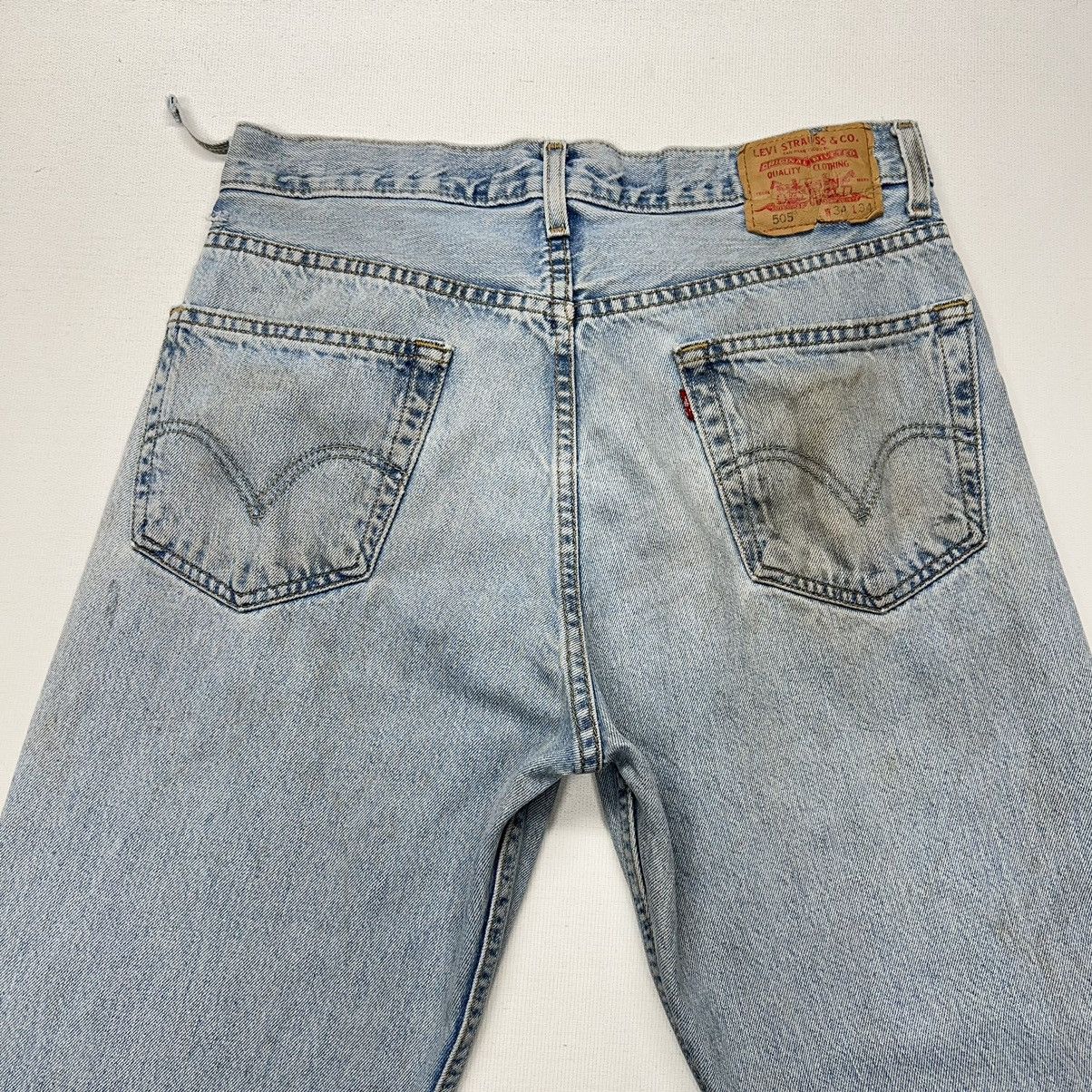 Levi's × Vintage Levis 505 Jeans Blue Straight Regular Fit Denim Y2K Size US 34 / EU 50 - 12 Thumbnail