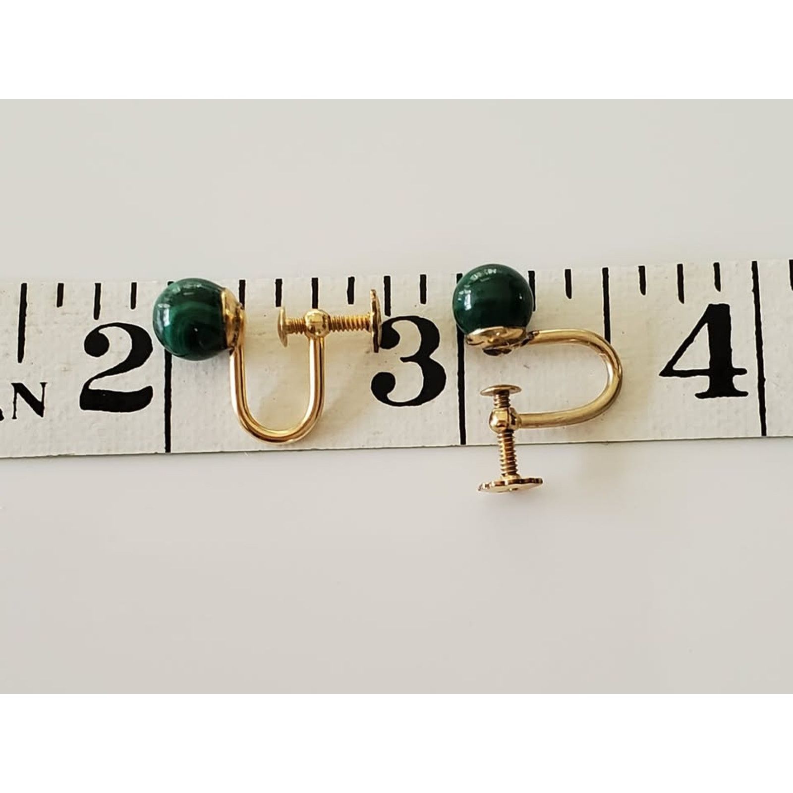 Other Vintage Gold-fill Malachite Ball Screw On Earrings Size ONE SIZE - 4 Thumbnail