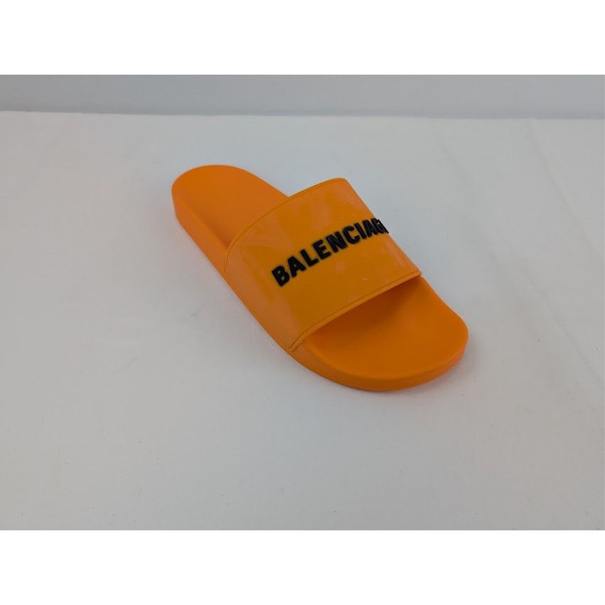 Balenciaga o1rshd1 Q:2 / Rubber Logo Pool Slide Sandals Orange / Black Size US 12 / EU 45 - 3 Thumbnail