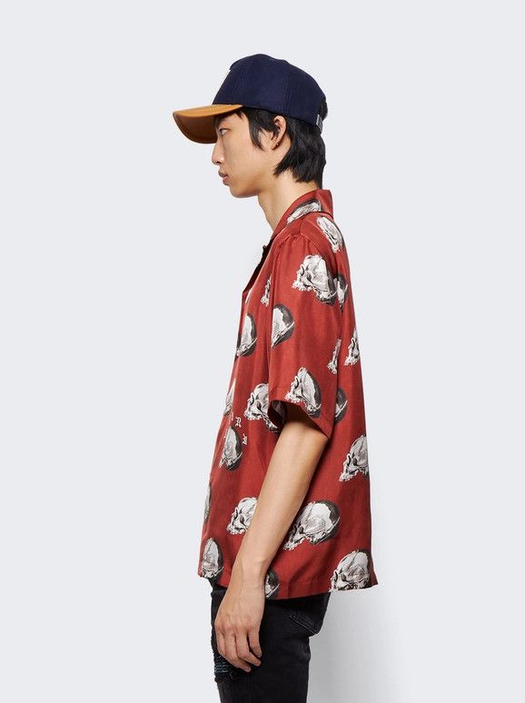 Amiri o1gr1nt0924 All Over Skull Bowling Shirt in Red Size US M / EU 48-50 / 2 - 4 Thumbnail