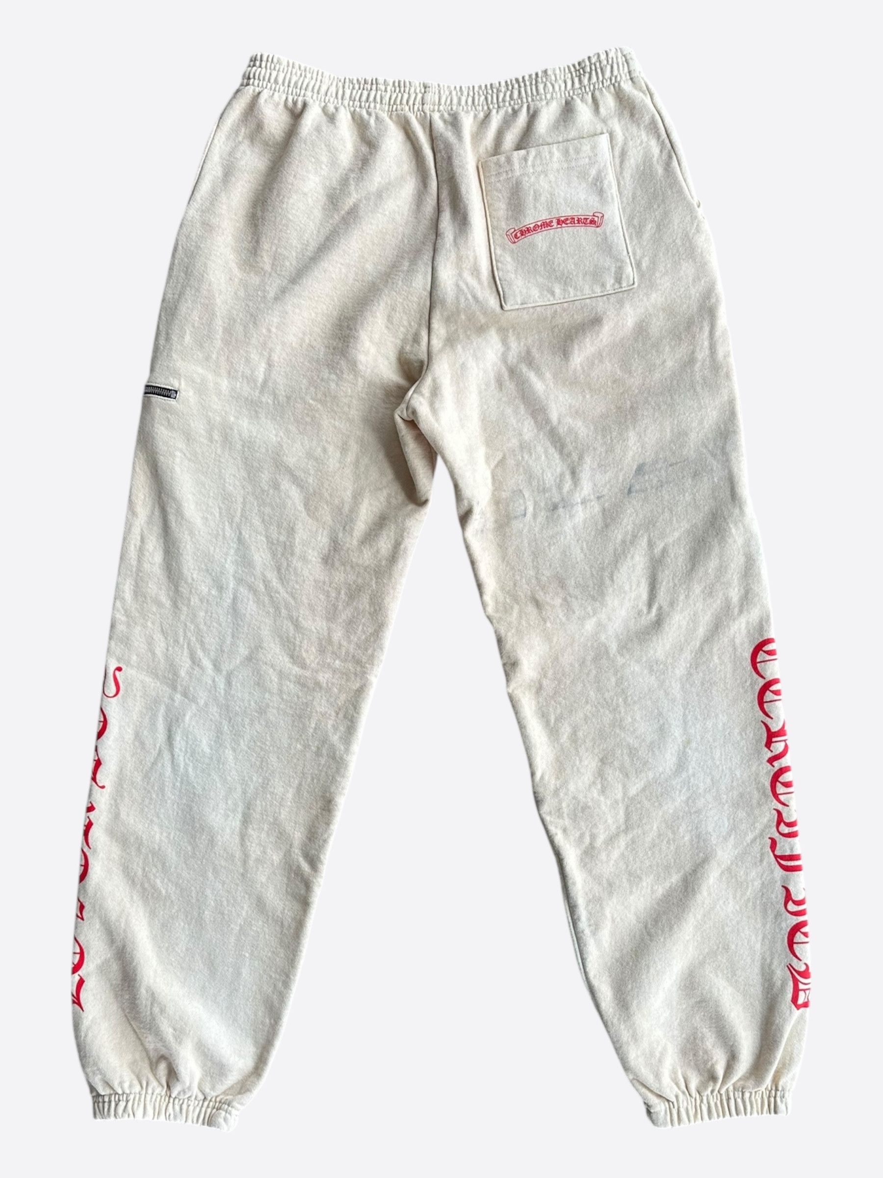 Chrome Hearts Drake Cream & Pink Certified Chrome Cross Logo Sweatpants Size US 38 / EU 54 - 2 Thumbnail