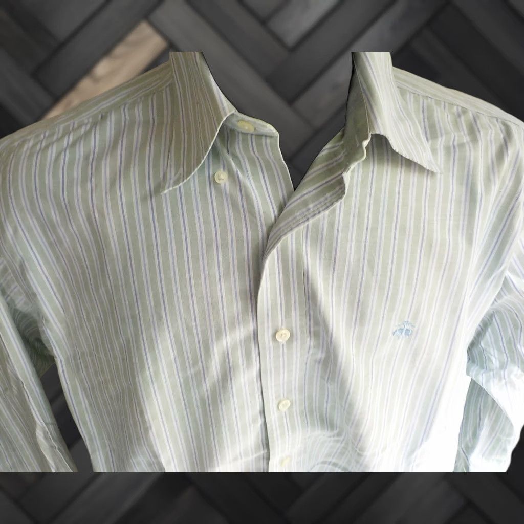 Brooks Brothers Brooks Brothers 1818 Traditional Fit Supima Cotton Striped Shirt M Green/Blue Dress Shirt Mens Size US M / EU 48-50 / 2 - 1 Thumbnail