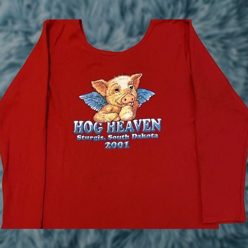 Harley Davidson VINTAGE Sturgis Hog Heaven Faded Shirt Harley Davidson 90s Biker USA Long Sleeve Red Womens L Size L / US 10 / IT 46 - 1 Thumbnail