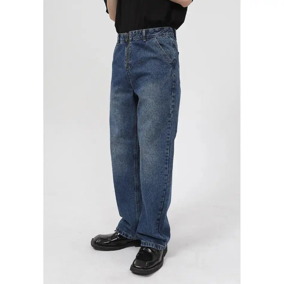 Japanese Brand Retro loose straight leg high street zipper jeans Size US 32 / EU 48 - 3 Thumbnail