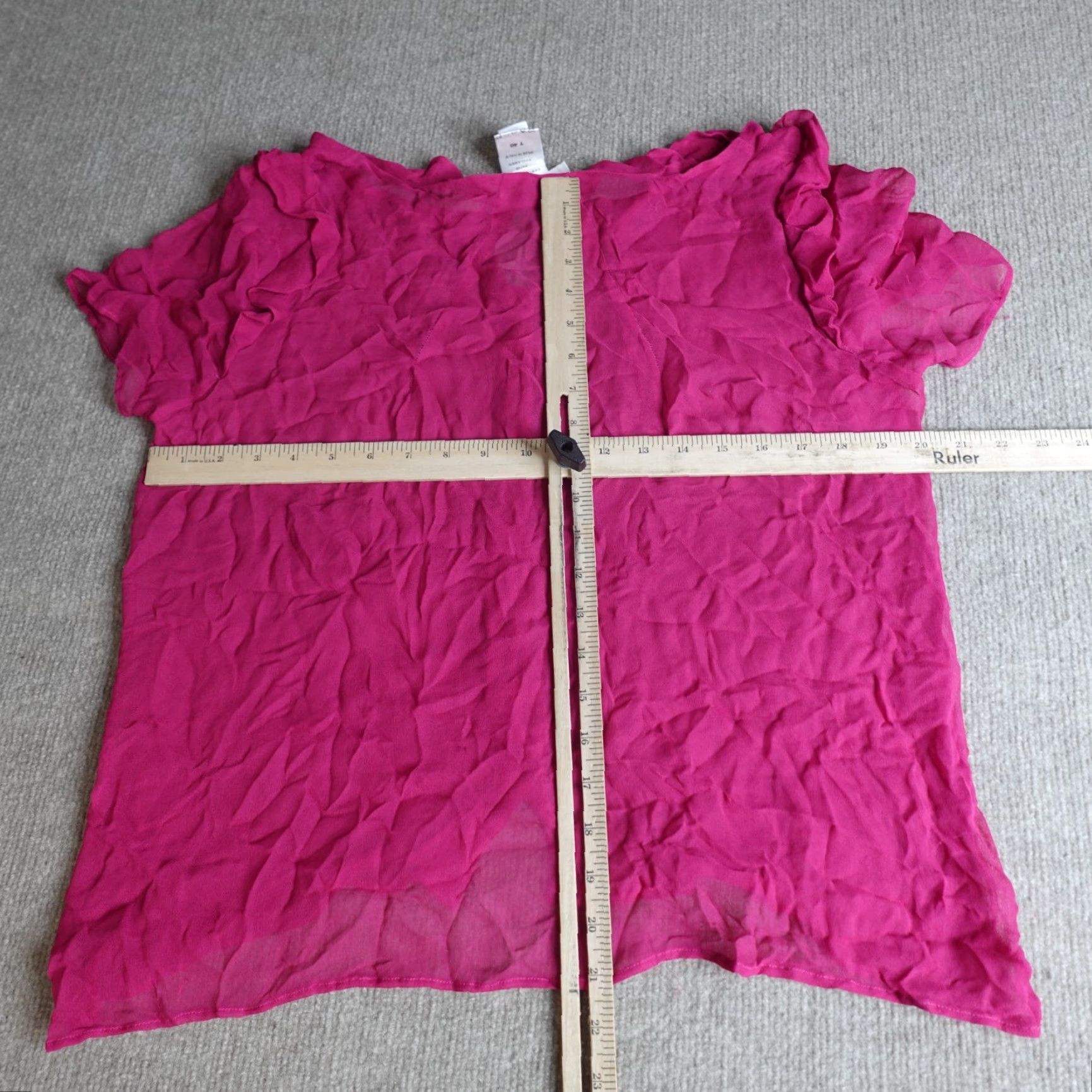 Vintage Chloe Womens Top Medium Pink Silk Sheer 100% Made in Italy Short Sleeve Casual Pullover Lightweight Size M / US 6-8 / IT 42-44 - 5 Thumbnail