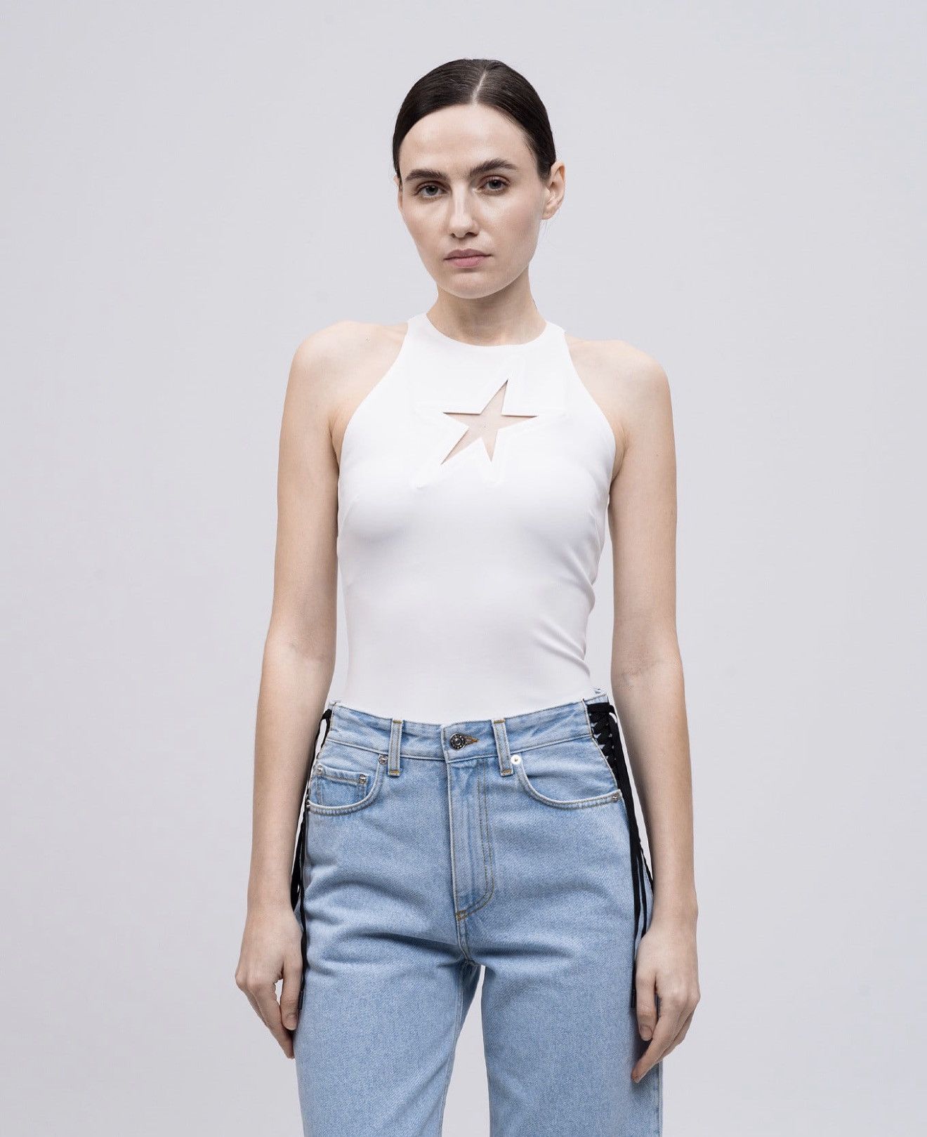 Mugler Mugler Star-Motif White Elastic Tank Top Size XS / US 0-2 / IT 36-38 - 11 Thumbnail