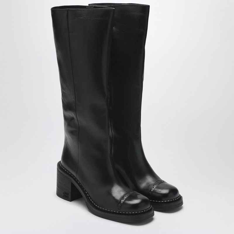 Miu Miu Miu Miu Black Leather Boots Size US 11 / IT 41 - 1 Thumbnail
