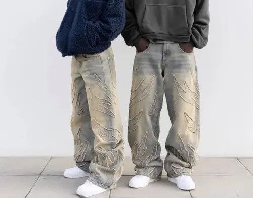 Other Raw Edge Embroidery Baggy Denim Pant Size US 31 - 3 Thumbnail