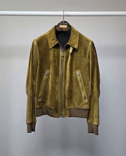 Tom Ford o1sm1stk0624 Cashmere Suede Piping Leather Blouson Jacket Size US L / EU 52-54 / 3 - 1 Thumbnail
