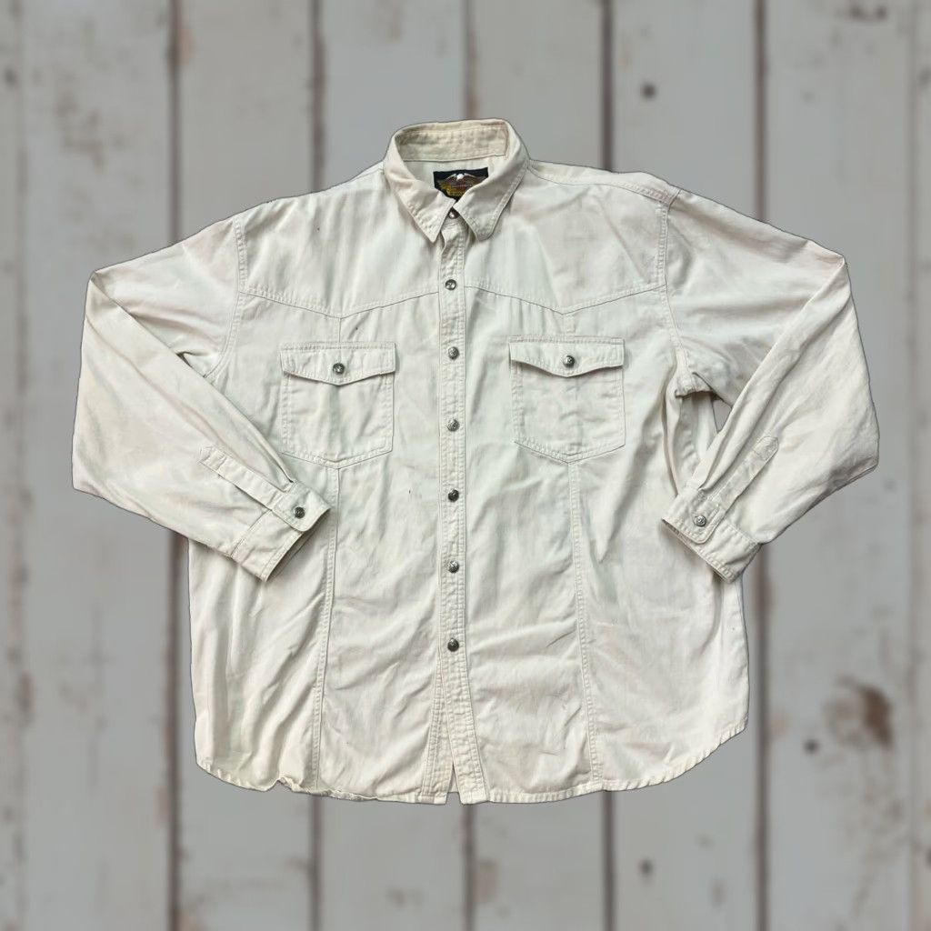 Harley Davidson VINTAGE Harley-Davidson Button-Up Shirt 2XL Beige Long  Sleeve Mens Casual Button-Down Collared Pocket Cotton | Grailed
