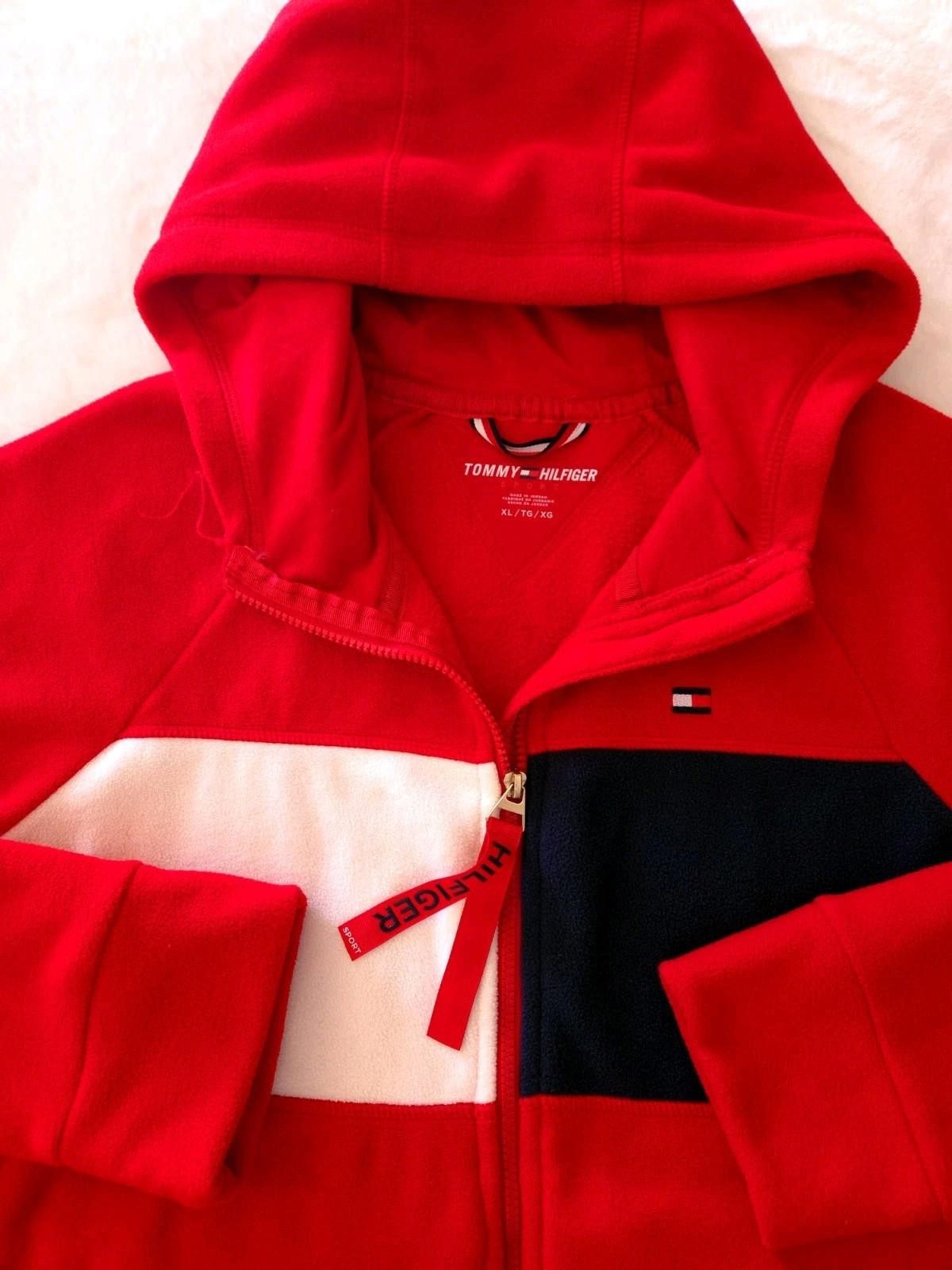Tommy Hilfiger Vtg Y2K Tommy Hilfiger XL Fleece Zipper Red Jacket Hoodie Size XL / US 12-14 / IT 48-50 - 1 Thumbnail