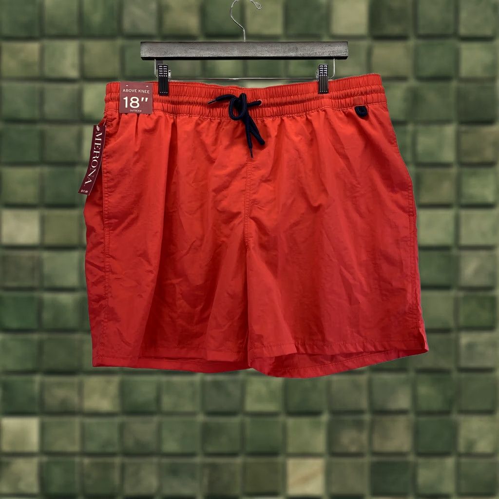 Merona Merona Board Shorts Mens Red 18” Outseam XL Above The Knee NWT-7068 Size US 36 / EU 52 - 1 Thumbnail