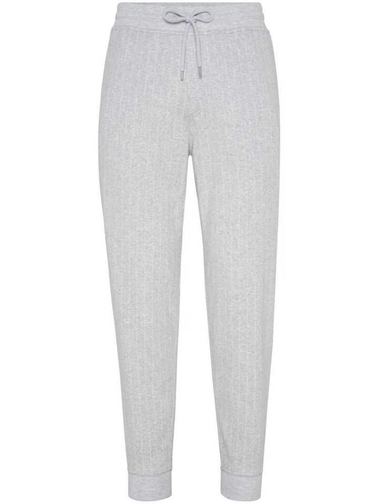 Brunello Cucinelli o1w1db10326 Double Pinstripe Plush Trousers in Grey Size US 34 / EU 50 - 1 Thumbnail