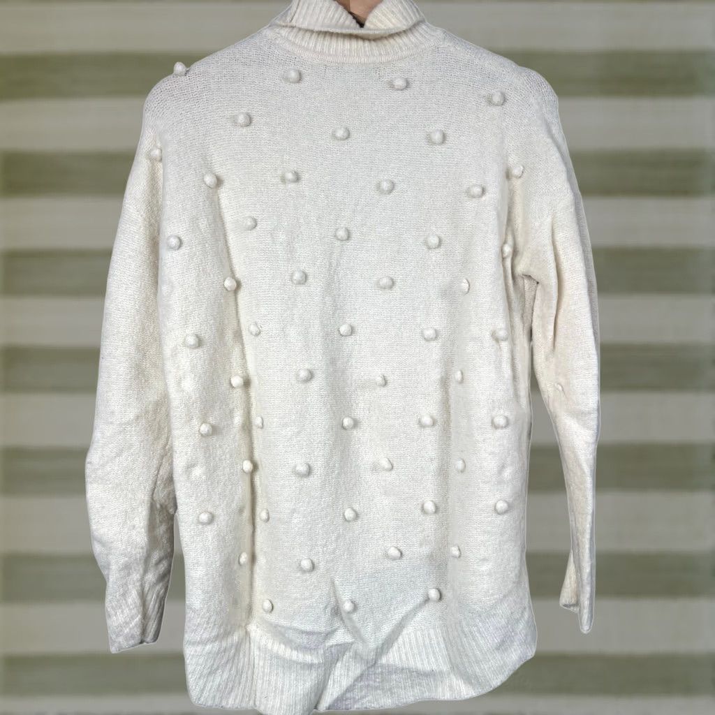 Madewell MADewell Snowglobe Bobble Turtleneck White Pullover Sweatshirt Nylon/Wool XS Women Pullover) Size XS / US 0-2 / IT 36-38 - 1 Thumbnail