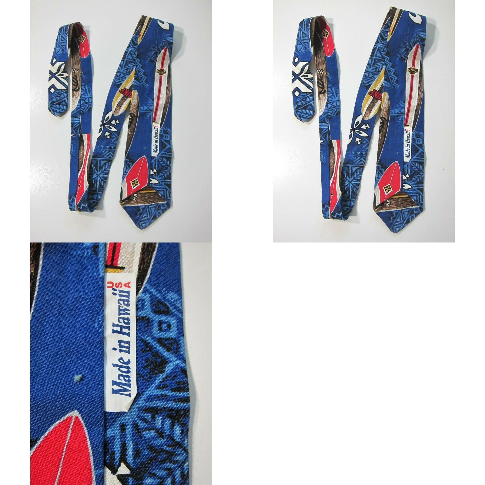 Vintage Vintage Made In Hawaii Cotton Blue Red Brown White Surf Floral Neck Tie Size ONE SIZE - 8 Thumbnail