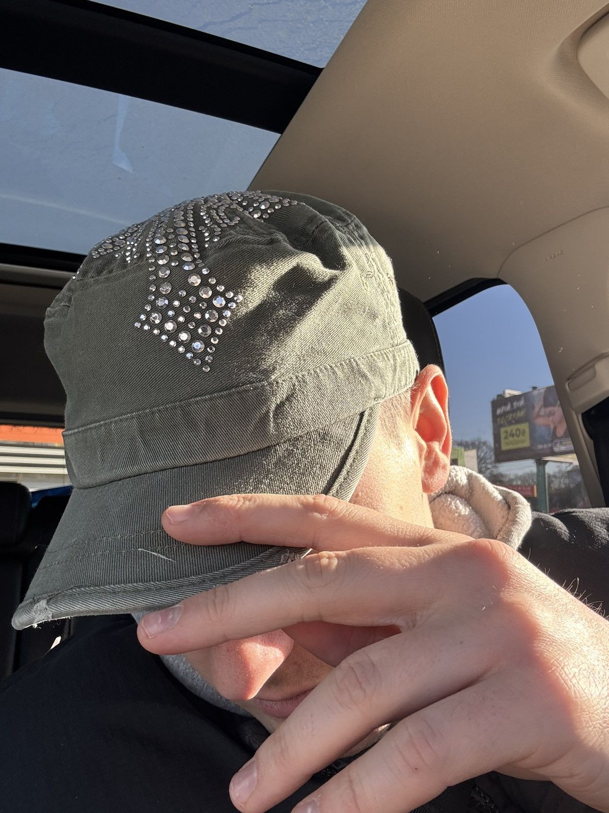 Hysteric Glamour × Japanese Brand × Vintage Vintage olive hat big logo cross hype Chrome hearts style Size ONE SIZE - 1 Thumbnail