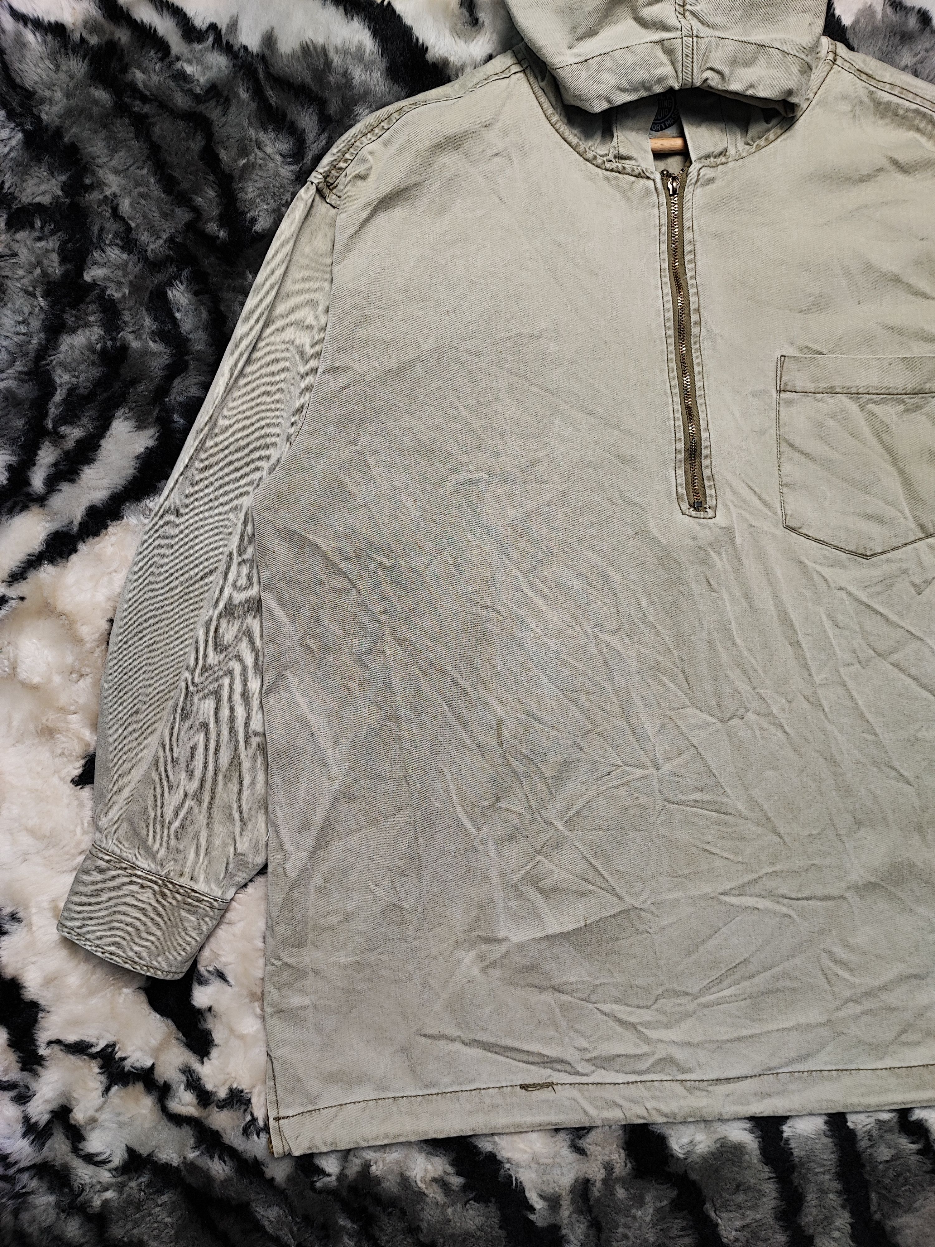Vintage PRACT STUDION HALF ZIPPER DENIM HOODIE Size US L / EU 52-54 / 3 - 3 Thumbnail