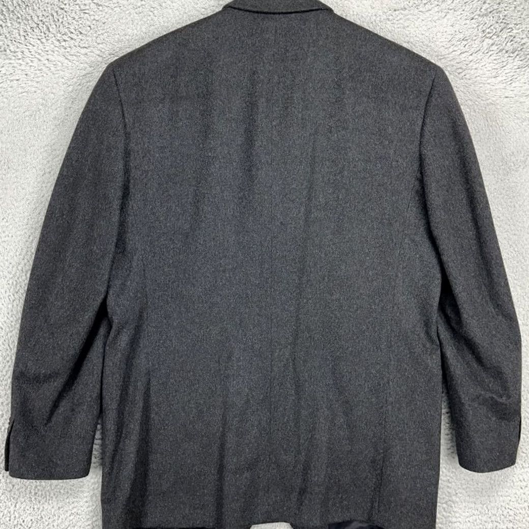 Vintage Andrew Fezza Sport Coat Blazer Mens 43L Dark Gray 100% Cashmere 3 Button Closure Size 46R - 2 Thumbnail