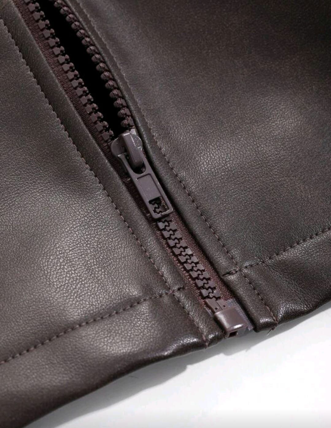 Other Women’s Cropped Brown PU/ Faux Leather Zip Jacket Size L / US 10 / IT 46 - 5 Thumbnail